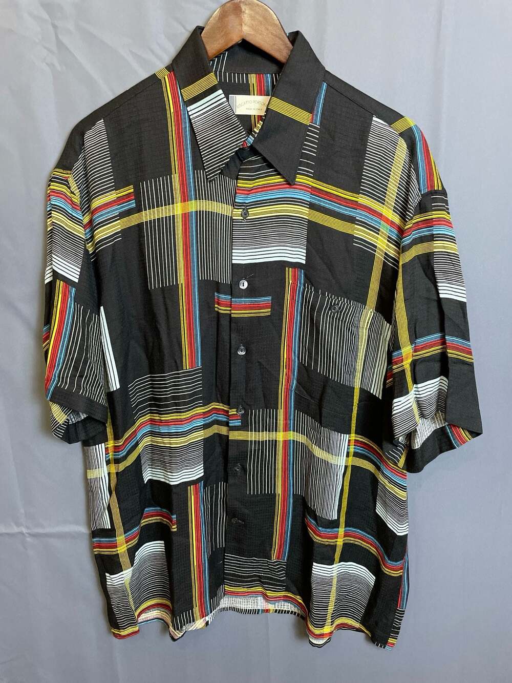Large Riscatto Portofino Made in Italy Geometric Grid Print Short Sleeve shirt